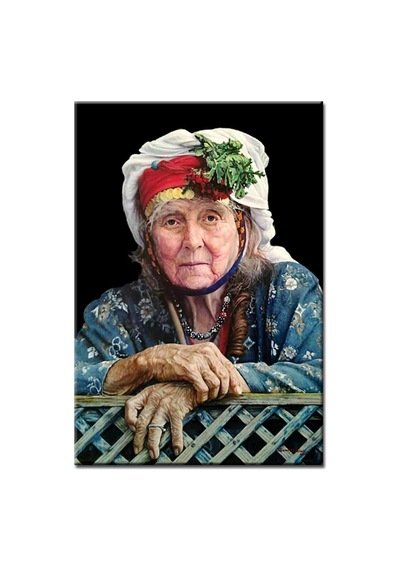 Talya Tablo Yaşlı Kadın Portre Kanvas Tablo 50x35 No-5441