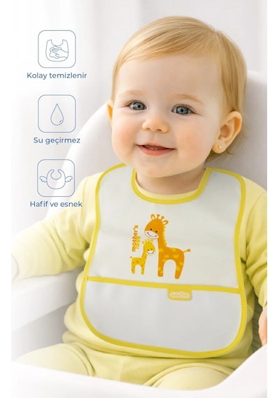 Babyjem Poli Muşamba Mama Önlüğü Küçük Sarı