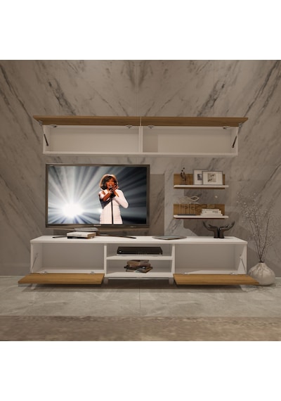 Decoraktiv Eko 5 Mdf Dvd Retro Tv Ünitesi Tv Sehpası Beyaz - Pera