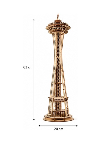 Algwooddesign Space Needle Ahşap Maket Seti 321 Parça Dıy 3d Puzzle Seattle Kulesi Koleksiyoner Modeli