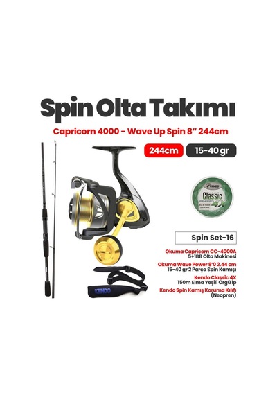 Okuma Capricorn Cc-4000a Olta Makinesi - Okuma Wave Power 8 0 2.44 Cm 15-40 Gr Spin Kamışıspin Set -16