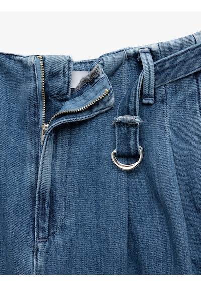 Koton Yüksek Bel Geniş Paça Kemer Detaylı Pileli Jean Pantolon Orta İndigo 5sal40167md Indigo Koton Yüksek Bel Geniş Paça Kemer Detaylı Pileli Jean Pantolon Orta İndigo 5sal40167md Indigo