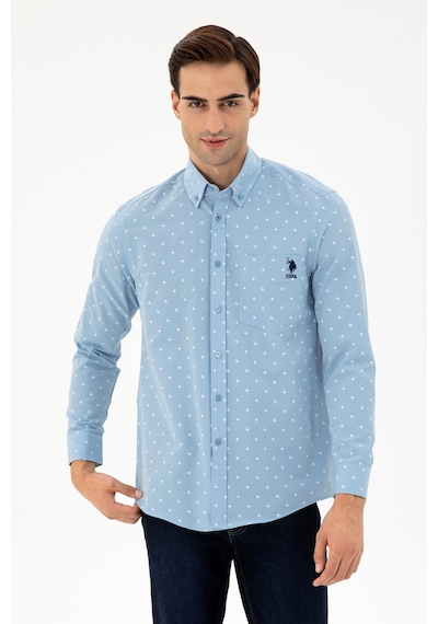 U.S. Polo Assn. Erkek Açık Mavi Regular Fit Cepli Gömlek 50296606-VR003