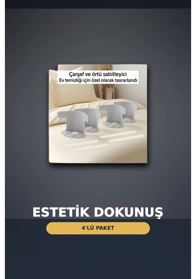 4'lü Şeffaf Çarşaf Ve Yorgan Sabitleyici Kaymaz Dişli Pratik Çözüm .