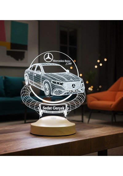 Mercedes E300 Modele Özel 3d Kişiye Özel Led Lamba Mercedes Tutkunlarına Özel Araba Hediyesi