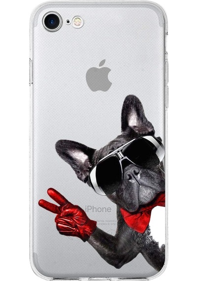 Apple Uyumlu iPhone Se İle 1mm Slim Fit Köpek 2 050e Baskılı Şeffaf Kılıf