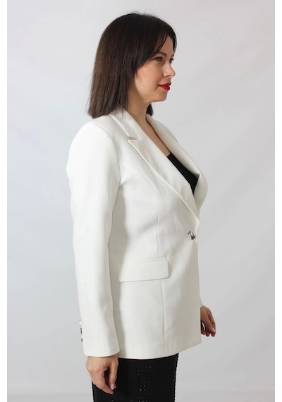 Moda Berray 1905 Beyaz Kadın Büyük Beden Blazer Ceket Beyaz