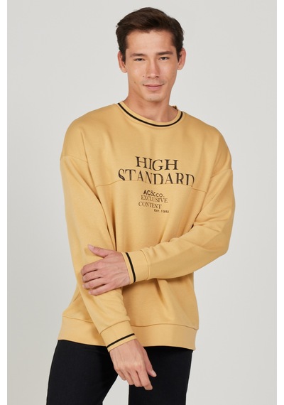 AC&Co / Altınyıldız Classics Erkek Hardal Oversize Bol Kesim Bisiklet Yaka Pamuklu Baskılı Sweatshirt Hardal AC&Co / Altınyıldız Classics Erkek Hardal Oversize Bol Kesim Bisiklet Yaka Pamuklu Baskılı Sweatshirt Hardal
