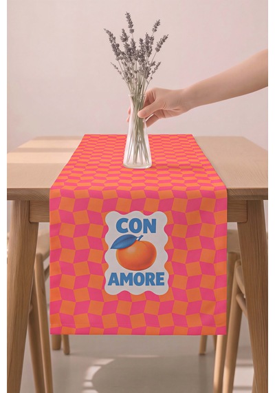 Con Amore Baskılı Runner 40x140 Cm Çok Renkli