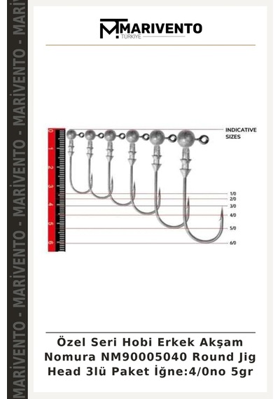 Özel Seri Hobi Erkek Akşam Nomura Nm90005040 Round Jig Head 3lü Paket İğne:4/0no 5gr standart