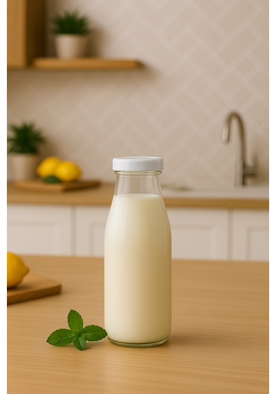 2 Adet Plastik Beyaz Kapaklı 500 Ml Sürahi Süt, Ayran, Su, Limonata Meşrubat Şişesi Cam Şişe 500cc