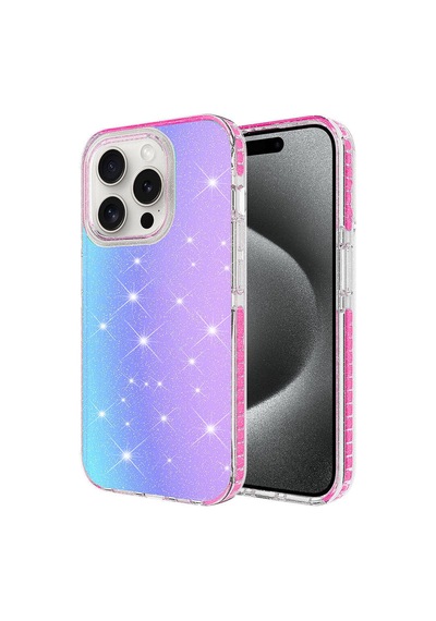 Apple Uyumlu iPhone 15 Pro Max Parlak Renk Geçişli Klfs Velle Kılıf-pembe Koyu Pembe Koyu