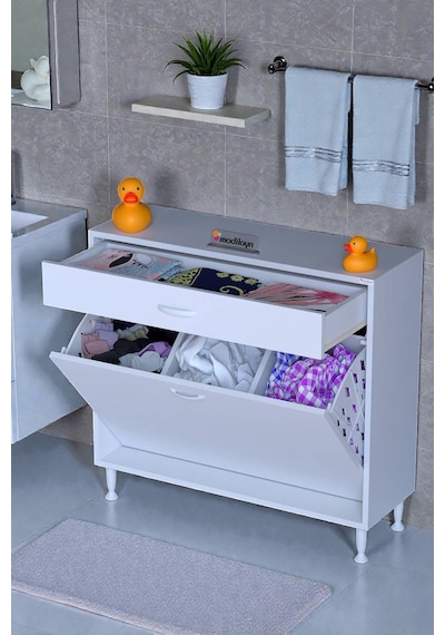 Eliusta Asil 100 Cm Kirli Çamaşır Sepetli Banyo Dolabı 1 Çekmeceli Mutfak Çok Amaçlı Dolap 100x88x32,5 Cm Beyaz Eliusta Asil 100 Cm Kirli Çamaşır Sepetli Banyo Dolabı 1 Çekmeceli Mutfak Çok Amaçlı Dolap 100x88x32,5 Cm Beyaz