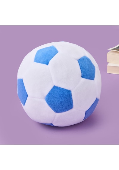 Soft Futbol Topu Figürlü Yastık - Beyaz / Mavi - 30x30 Cm