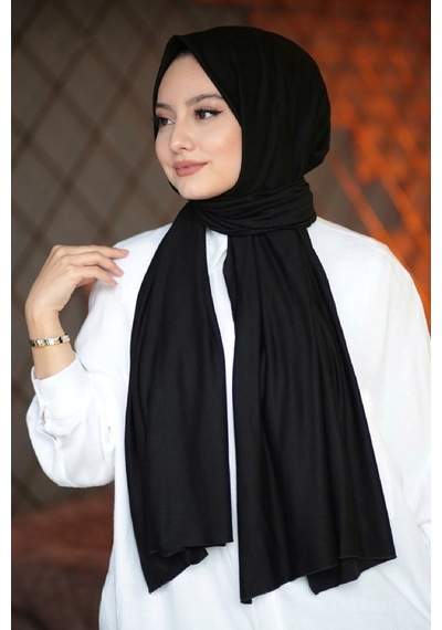 Moda Mevsimi Penye Şal Siyah Siyah