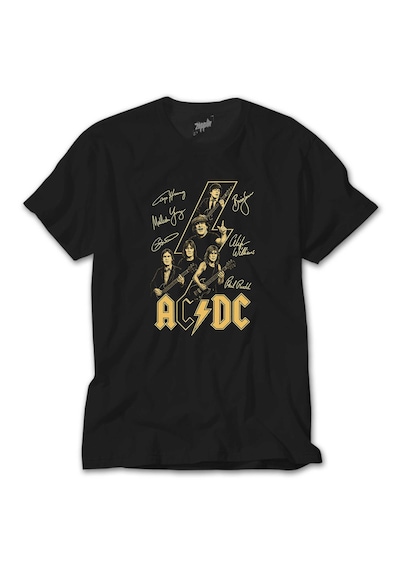Ac Dc Silüet İmza Siyah Tişört Siyah