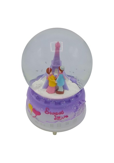 Sweet Love Paris Eyfel Sevgili Kar Küresi Müzikli Ve Işıklı Mor 13cm