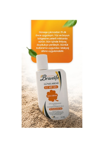 Aydınlatıcı Ton Eşitleyici C Vitamini Nemlendirici Vegan Güneş Koruyucu Krem Spf 50+