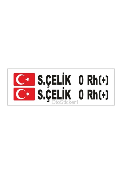 Bayraklı Ad Soyad Kan Grubu Oto Sticker 16 2 Cm