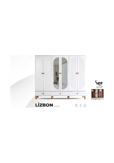 Lizbon Mdf 6 Kapılı Dolap