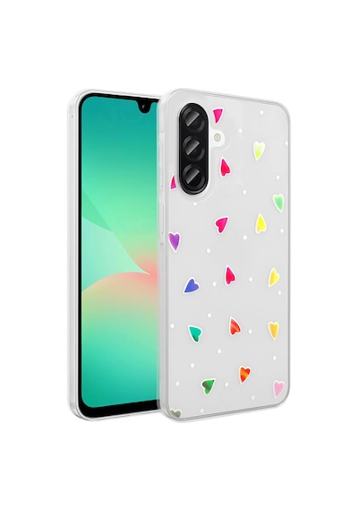 Samsung Uyumlu Galaxy A26 Kılıf Şeffaf Figürlü Zore Folk Sert Kapak Kalp