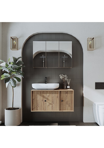 Oval Lavabolu Mat Mdf 90 Cm Çekmeceli Dolap + Aynalı Dlp Atl Atlantik Çam Oval Lavabolu Mat Mdf 90 Cm Çekmeceli Dolap + Aynalı Dlp Atl Atlantik Çam