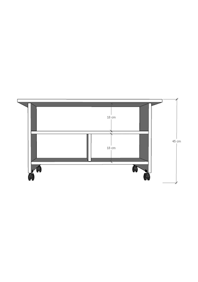 Asra Trend Orta Sehpa OS001 %100 MDF Tekerlekli İki Katlı Geniş Raf Takımı Beyaz