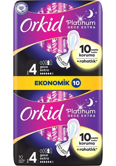 Orkid Platinum Gece Ekstra Hijyenik Ped 10 Adet