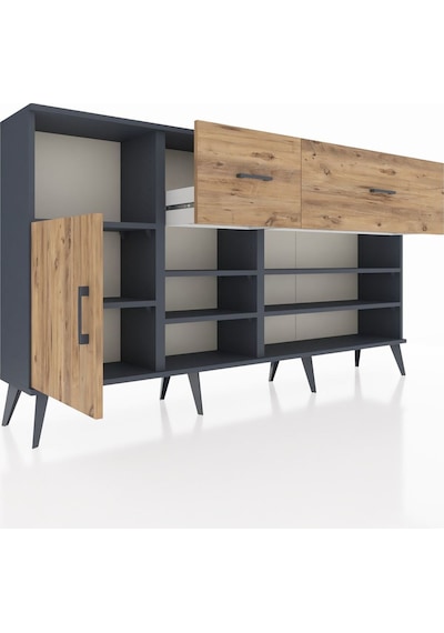 Arges Konsol 6 Raflı 2 Çekmeceli Tek Kapaklı 176x30x99 Antrasit-çam Atlas Çam - Antrasıt Arges Konsol 6 Raflı 2 Çekmeceli Tek Kapaklı 176x30x99 Antrasit-çam Atlas Çam - Antrasıt