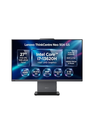 Lenovo Thinkcentre Neo 50A G5 12SAA01WTR 014 i7-13620H 32 GB 2 TB SSD 27" W11P FHD AIO Masaüstü Bilgisayar Lenovo Thinkcentre Neo 50A G5 12SAA01WTR 014 i7-13620H 32 GB 2 TB SSD 27" W11P FHD AIO Masaüstü Bilgisayar