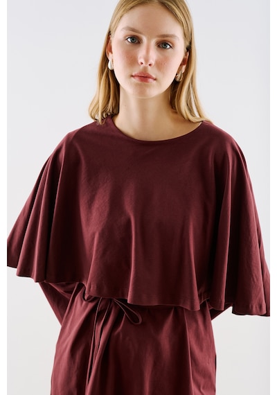 Manuka Pelerin Tarz Kemerli Tunik Bordo Aw26tnk00003-26