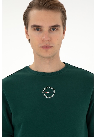 U.S. Polo Assn. Erkek Regular Fit Bisiklet Yaka Koyu Yeşil Sweatshirt 50293436-VR079