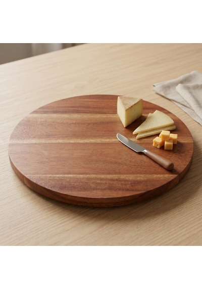 360 Dönerli Akasya Ahşap Sunum Tablası, 30 Cm Çap, 2 Cm Kalınlık, Yuvarlak Servis Tepsisi, Doğal Kahverengi, Kahvaltı, Peynir Ve Atıştırmalık Sunumu İçin, 1 Adet Çok Renkli