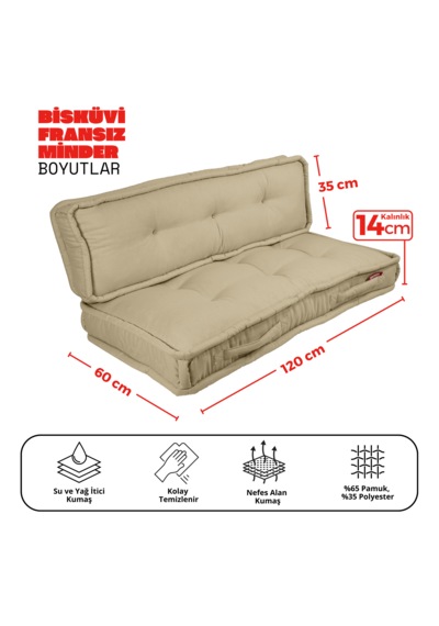 Xpermate Bisküvi Minder Petek Önü Fransız 60x120x14 Bej