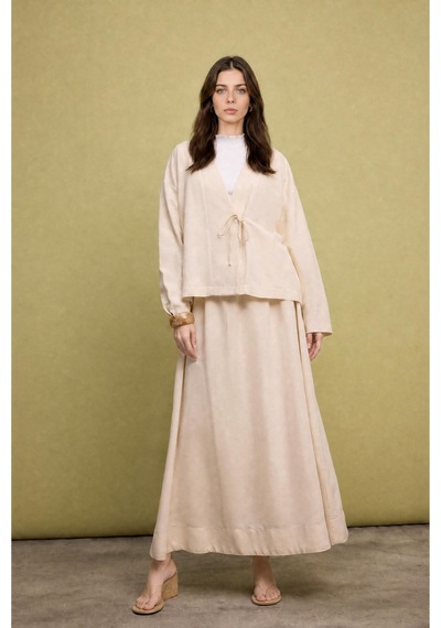 Defacto Regular Fıt Keten Karışımlı Bej Kimono I1780ax26hser37 Ekru-er37
