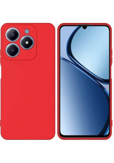 Realme C63 Uyumlu Silikon Kılıf - Kamera Korumalı Esnek Pastel Renk Kapak - Kırmızı Kirmizi