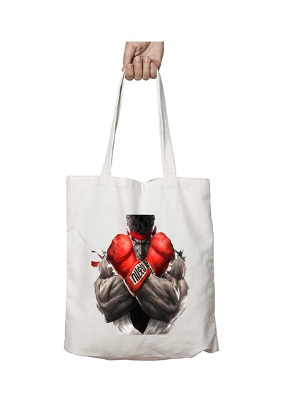 Art Hediye Ryu Ryu Street Fighter İki Tarafı Kalıcı Baskılı Yıkanabilir Çanta Çok Renkli