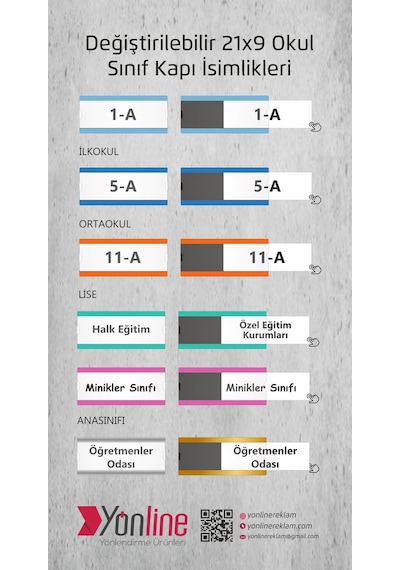 Okullara Özel Kampanya Değiştirilebilir Kapı İsimliği Ortaokul