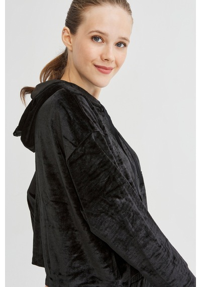 Penti Siyah Velvet Sweatshirt Siyah