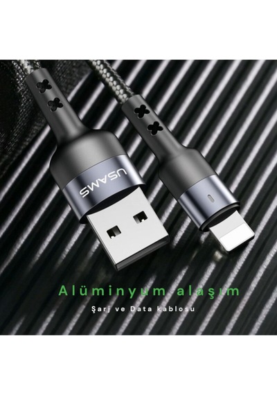Usams Us-sj311 Usb To Lightning Örgülü Şarj Ve Data Kablosu 1m