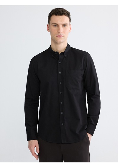 Lcwaıkıkı Classic Siyah Regular Fit Gabardin Erkek Gömlek