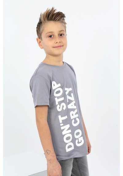 Toontoy Kids Toontoy Erkek Çocuk Dont Stop Go Crazy Baskılı Tişört Gri