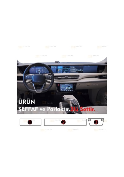 Togg T10x/t10f Uyumlu Dijital Gösterge , Navigasyon Ve Klima Kontrol 9h Nano Ekran Koruyucu 3lü Set