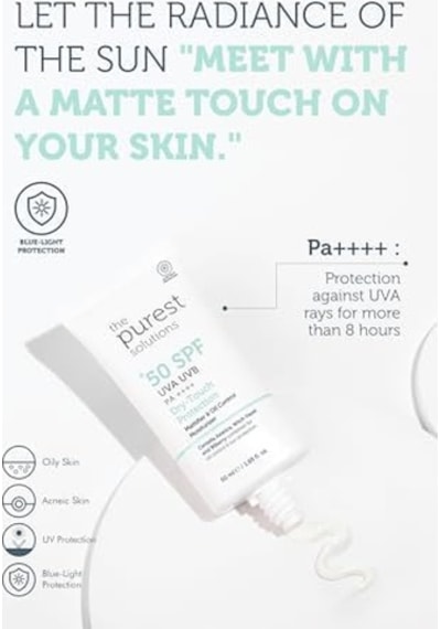 The Purest Solutions, Yağlı Ve Karma Ciltler İçin Matlaştırıcı Güneş Koruyucu Krem Spf 50, 50 Ml