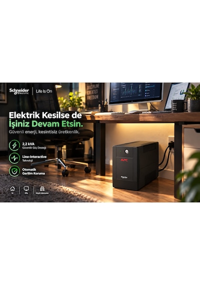 Apc Easy Ups Bvg2200ı-gr 2200va 1200w Line Interactive Avr 4 Schuko Priz Kesintisiz Güç Kaynağı