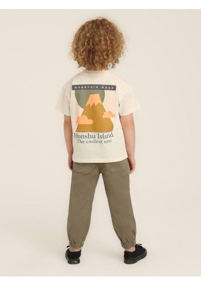 Jack Lions Erkek Bebek Pamuklu Sıfır Yaka Sırt Baskılı T-shirt-15644 Ekru