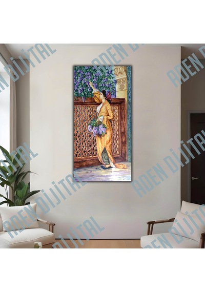 Aden Dijital Dekoratif Osman Hamdi Leylak Toplayan Kız Dekor Kanvas Tablo