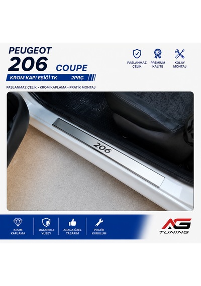 Peugeot 206 Coupe Krom Kapı Eşiği Tk 2Prç Paslanmaz Çelik N11.3993