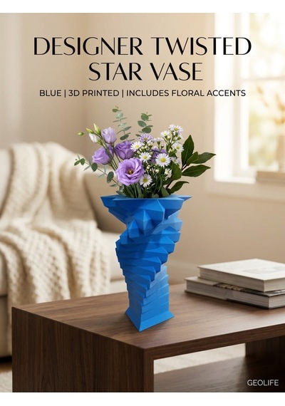 3d Yıldız Spiral Mavi Vazo Özel Tasarım