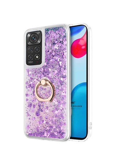 Xiaomi Redmi Note 11s İçin Kılıf Glitter Liquid Holder Mor Redmi Note 11s İle Uyumlu Kılıf - Mor